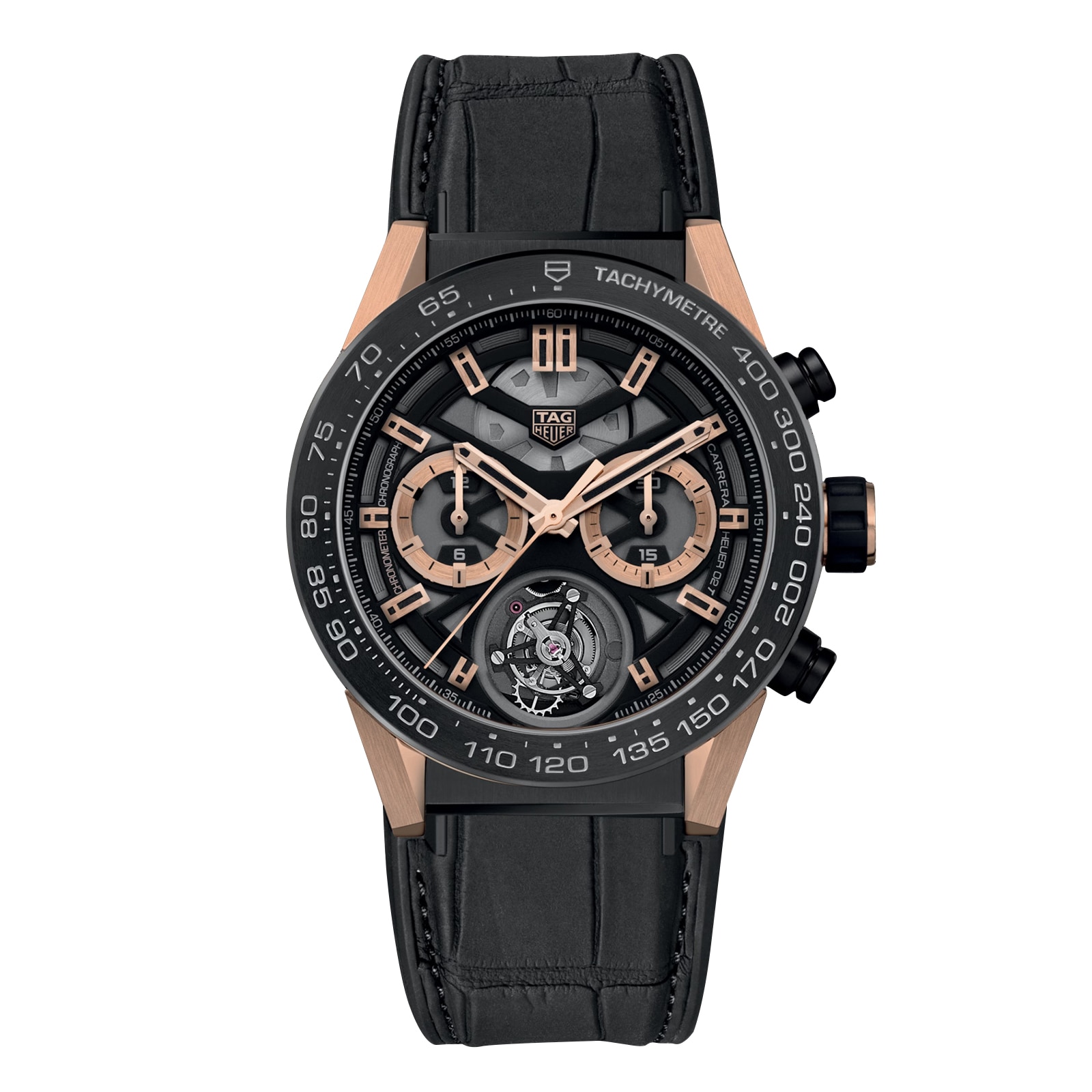 TAG Heuer Carrera Chronograph Tourbillon Titanium And Gold 45mm Mens Watch CAR5A5U