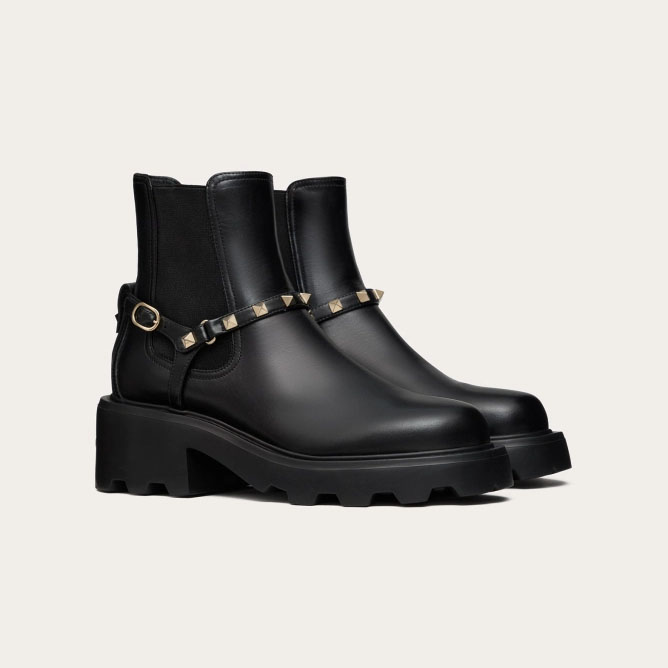 VALENTINO ROCKSTUD Calf leather Beatles boots (5.5 cm high heel)