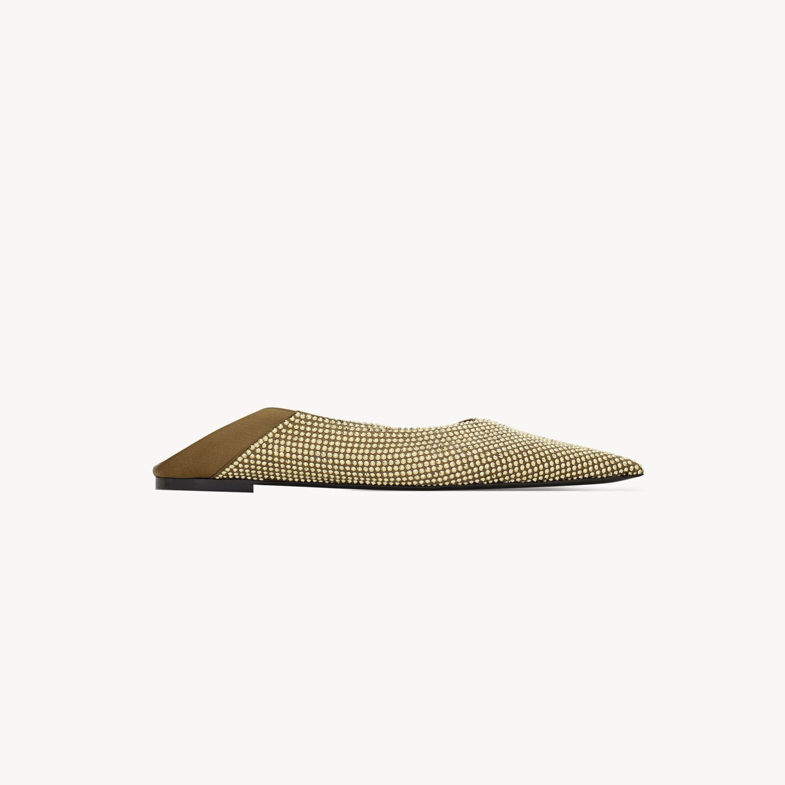Yves Saint Laurent Crepe satin and imitation crystal slippers Flat shoes