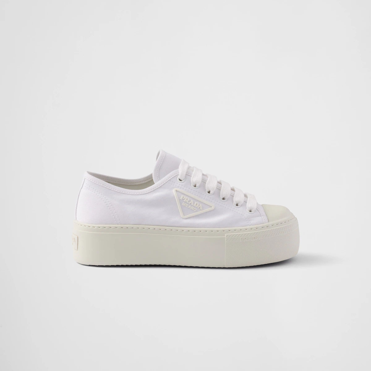 PRADA White lace-up sneakers