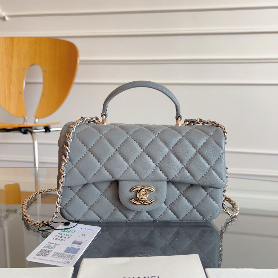 Chanel Grey / Black Mini CF Handle Bag