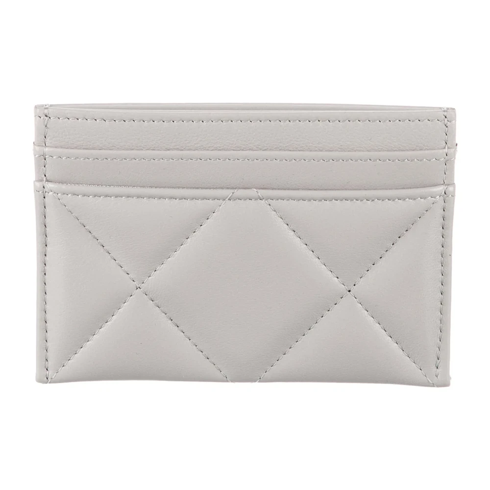 Chanel Small Wallet Grey Calfskin Leather Gold Hardware