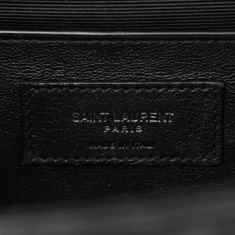 Saint Laurent Medium Satchel Black Triquilt Monochrome Monogram Grain De Poudre Textured Mixed Matelasse Leather Black Hardware
