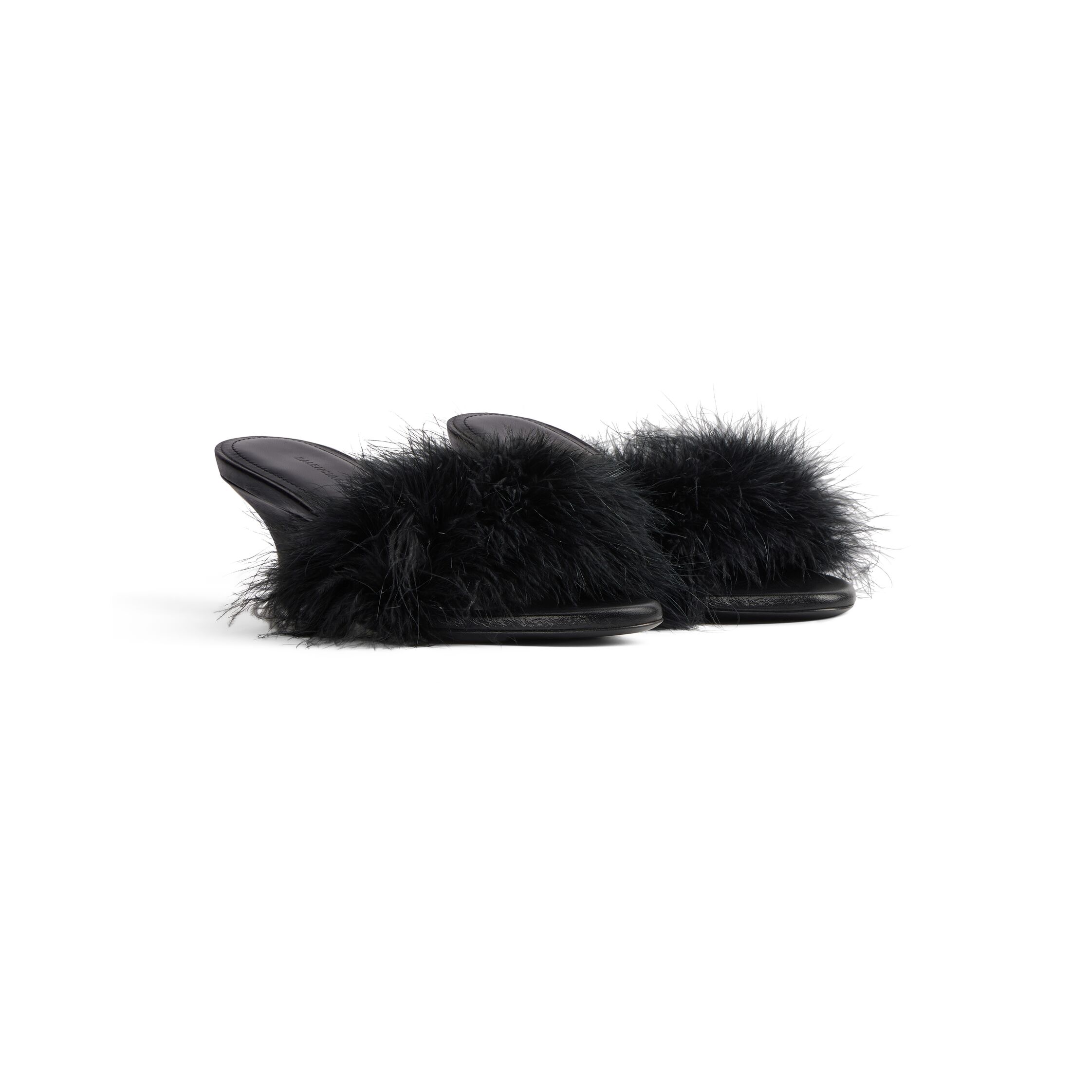 BALENCIAGA 70MM sandals Black feather slippers