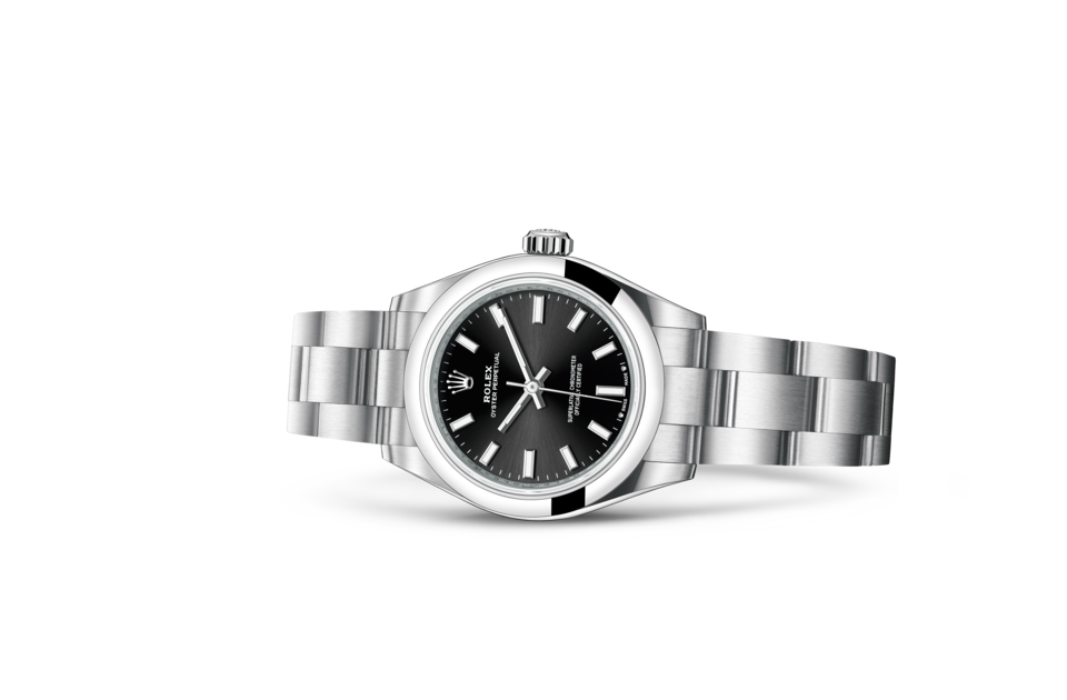 Rolex Oyster Perpetual 28 Oyster 28 mm Oystersteel Bright black dial M276200-0002