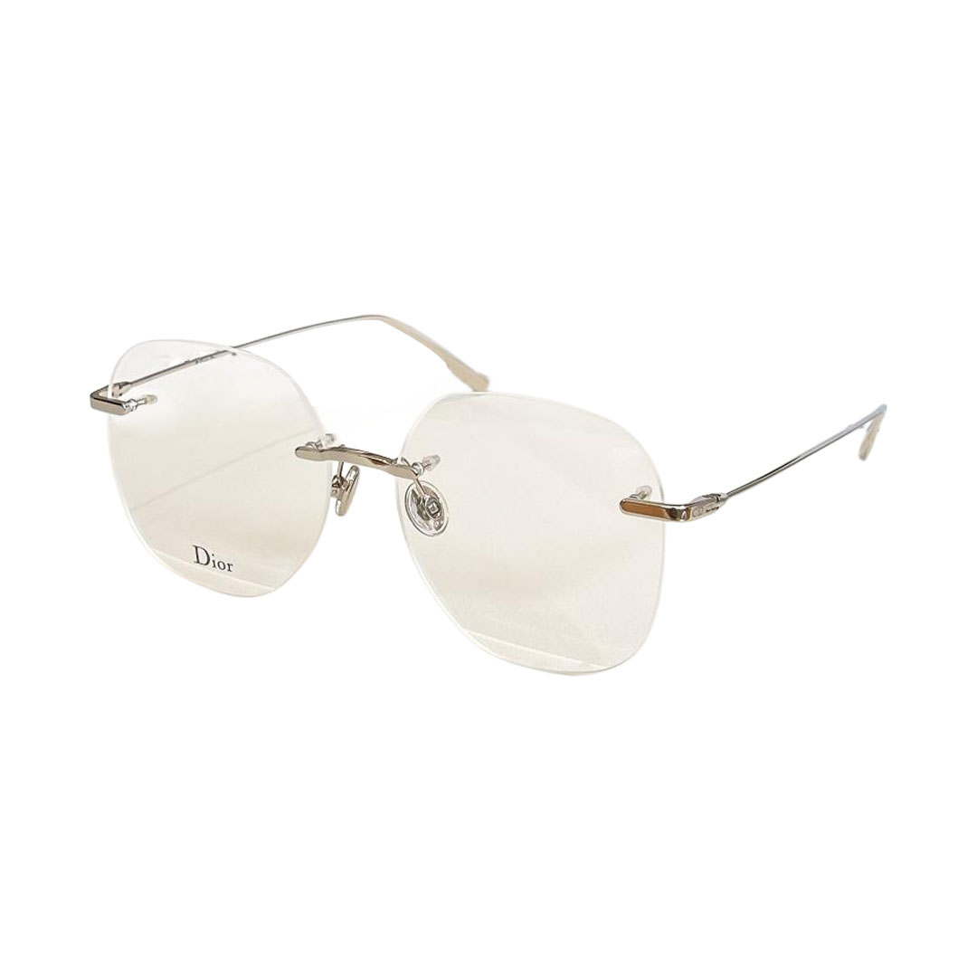 DIOR round silver frame glasses transparent lens Size 56口16-145