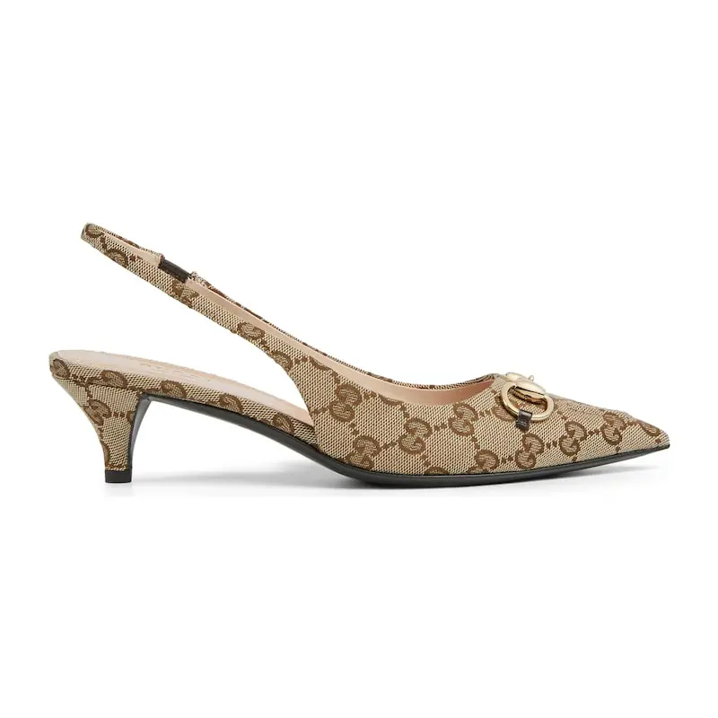 Gucci canvas pointed heels high heels shoes Rear lace up high heels