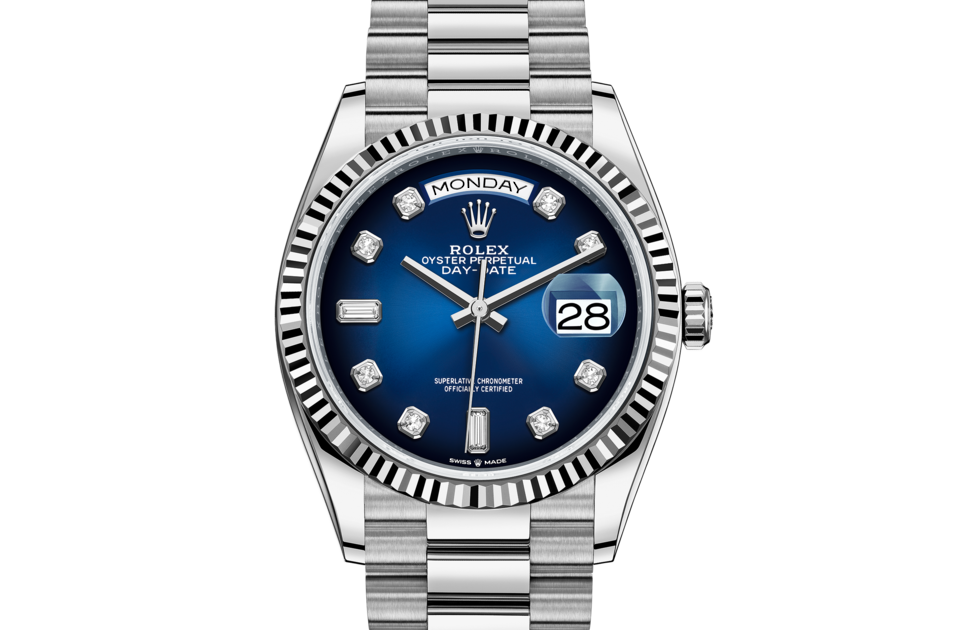 Rolex Day-Date 36 Oyster 36 mm white gold Blue ombre dial M128239-0023