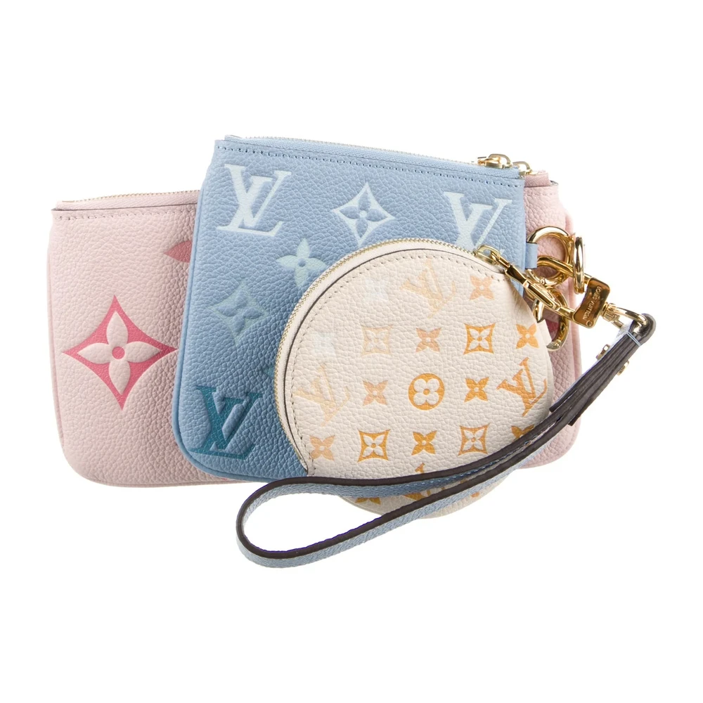 Louis Vuitton Large By The Pool Wristlet Pink Monogram Empreinte Leather Gold Hardware