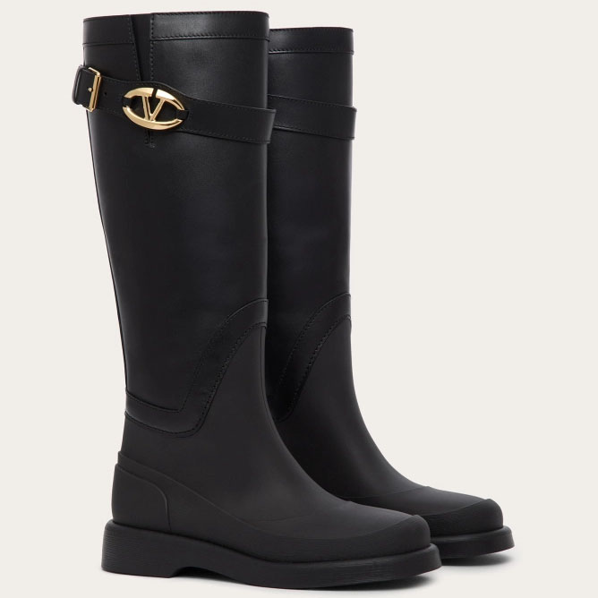 VALENTINO THE BOLD EDITION VLOGO Rubber wellies with calf leather boot