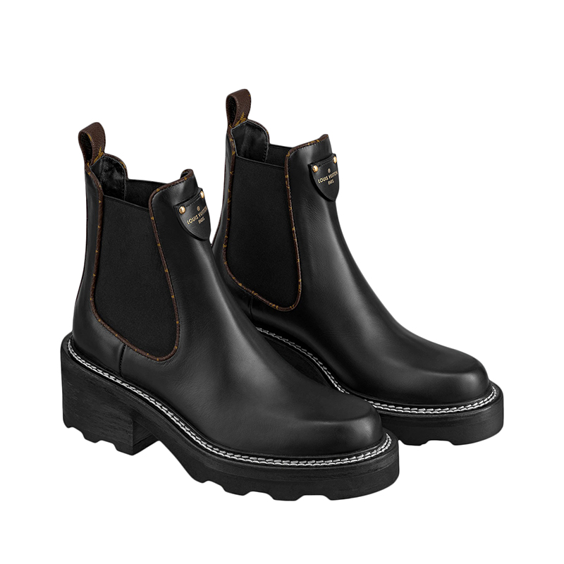 Louis Vuitton Chelsea black platform ankle boots