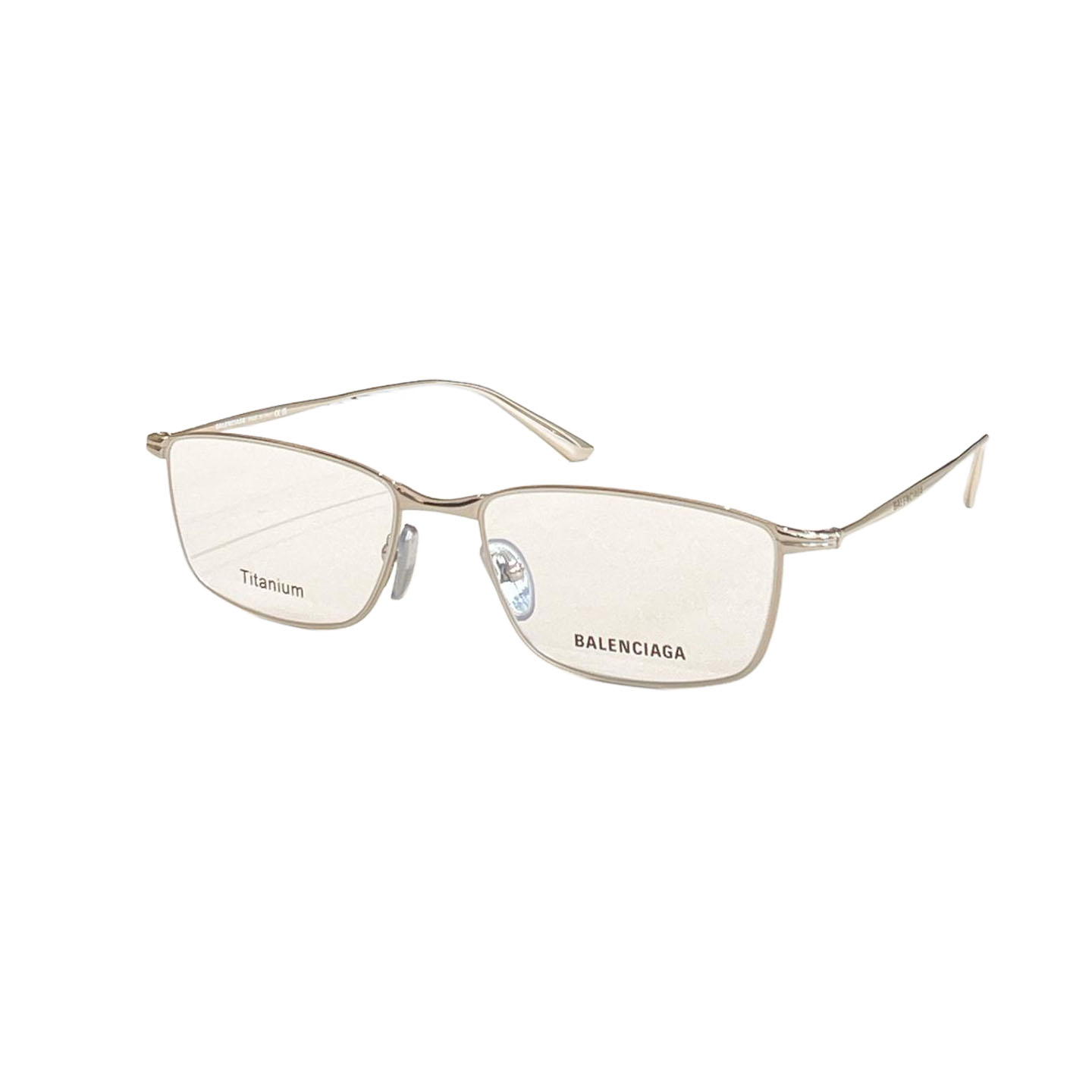 Balenciaga square frame glasses rose gold/gold/silver/transparent black/green gold/tawny gold/black/black silver color transparent lens Size 64口14-145