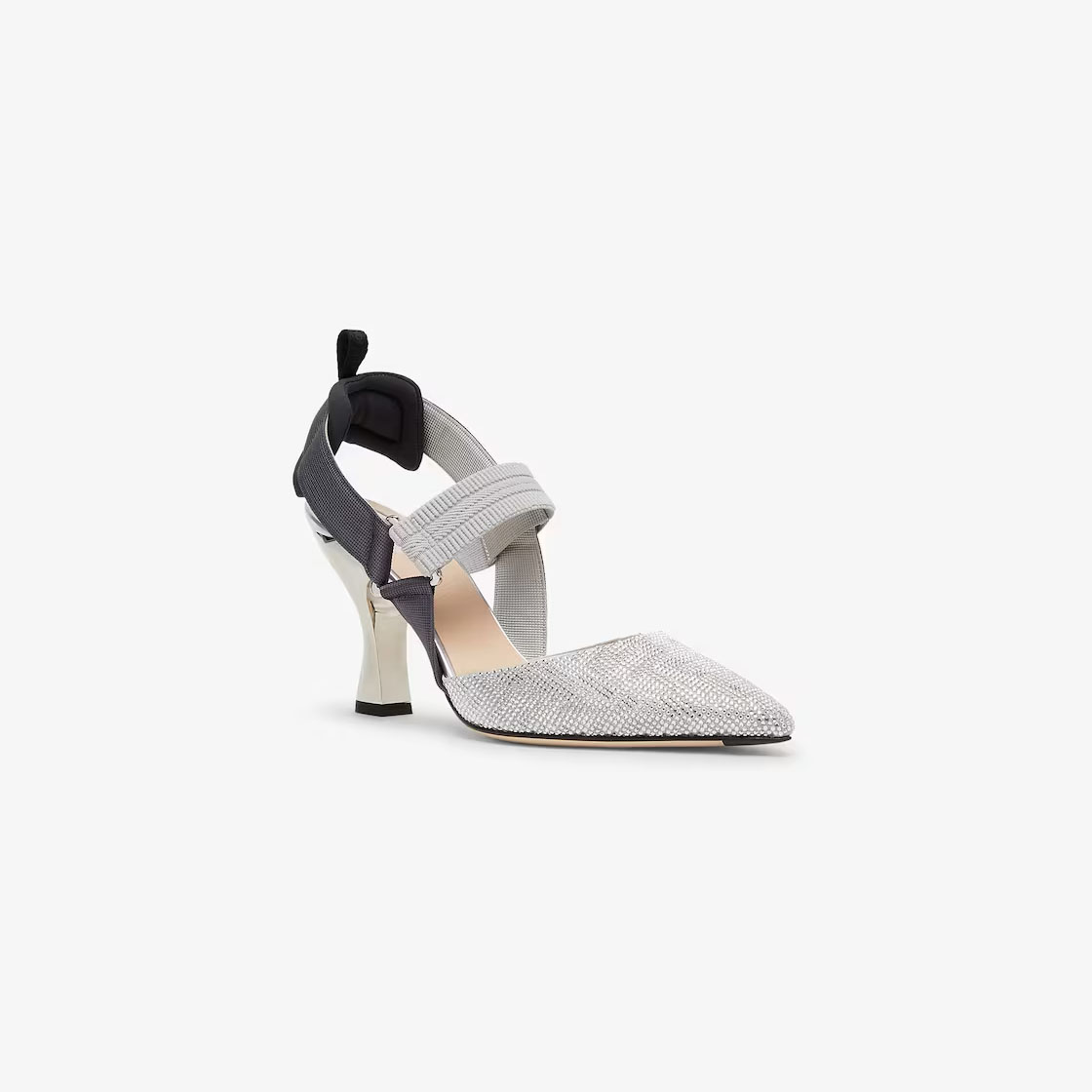 FENDI Silver rhinestone heels
