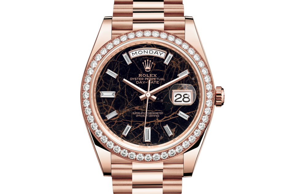 Rolex Day-Date 40 Oyster 40 mm Everose gold and diamonds Eisenkiesel dial M228345RBR-0016