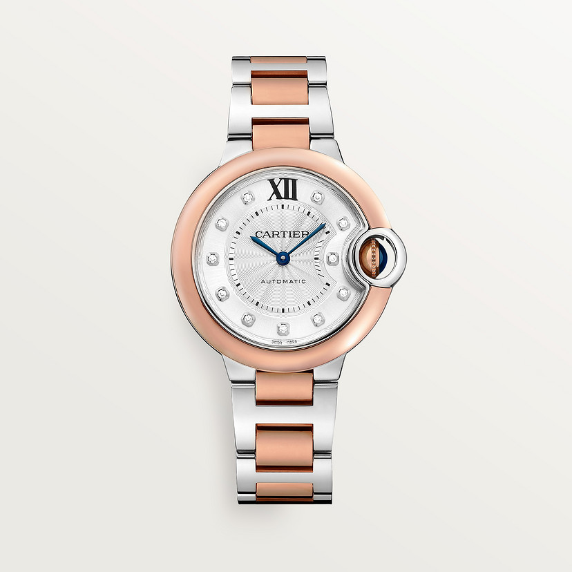 Ballon Bleu de Cartier watch 33 mm rose gold steel diamonds CRW3BB0021