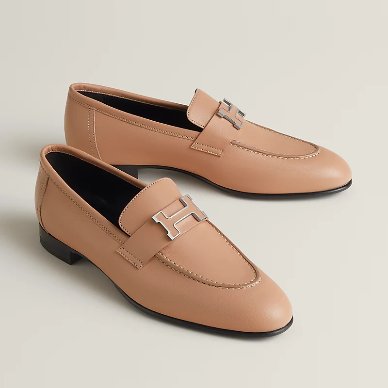 HERMES Paris Nude color Loafers