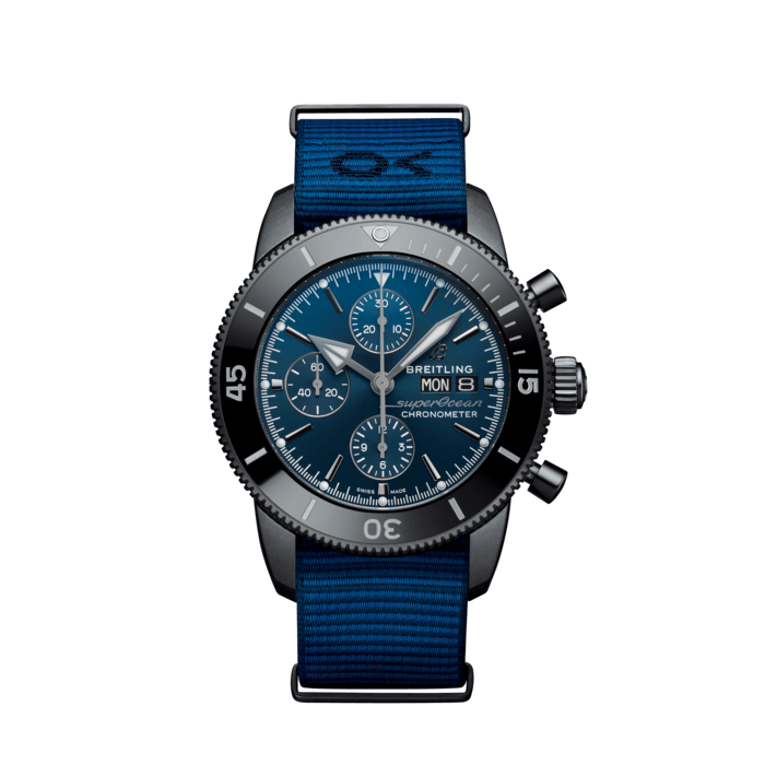 Breitling  Superocean Heritage Chronograph 44 Outerknown DLC-coated stainless steel Blue M133132A1C1W1
