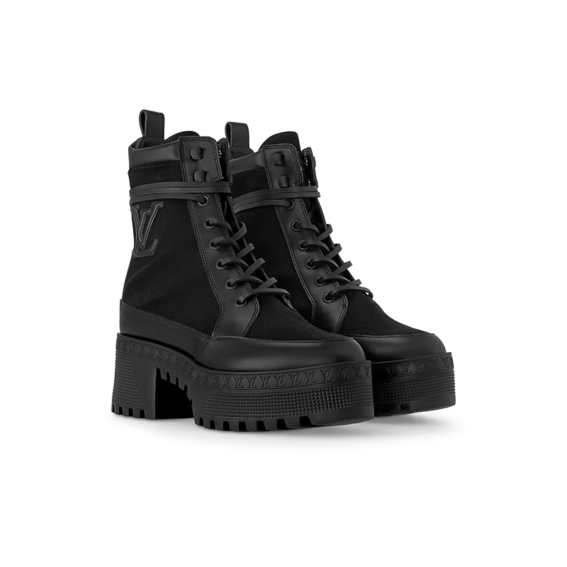 Louis Vuitton Black thick heels and naked boots