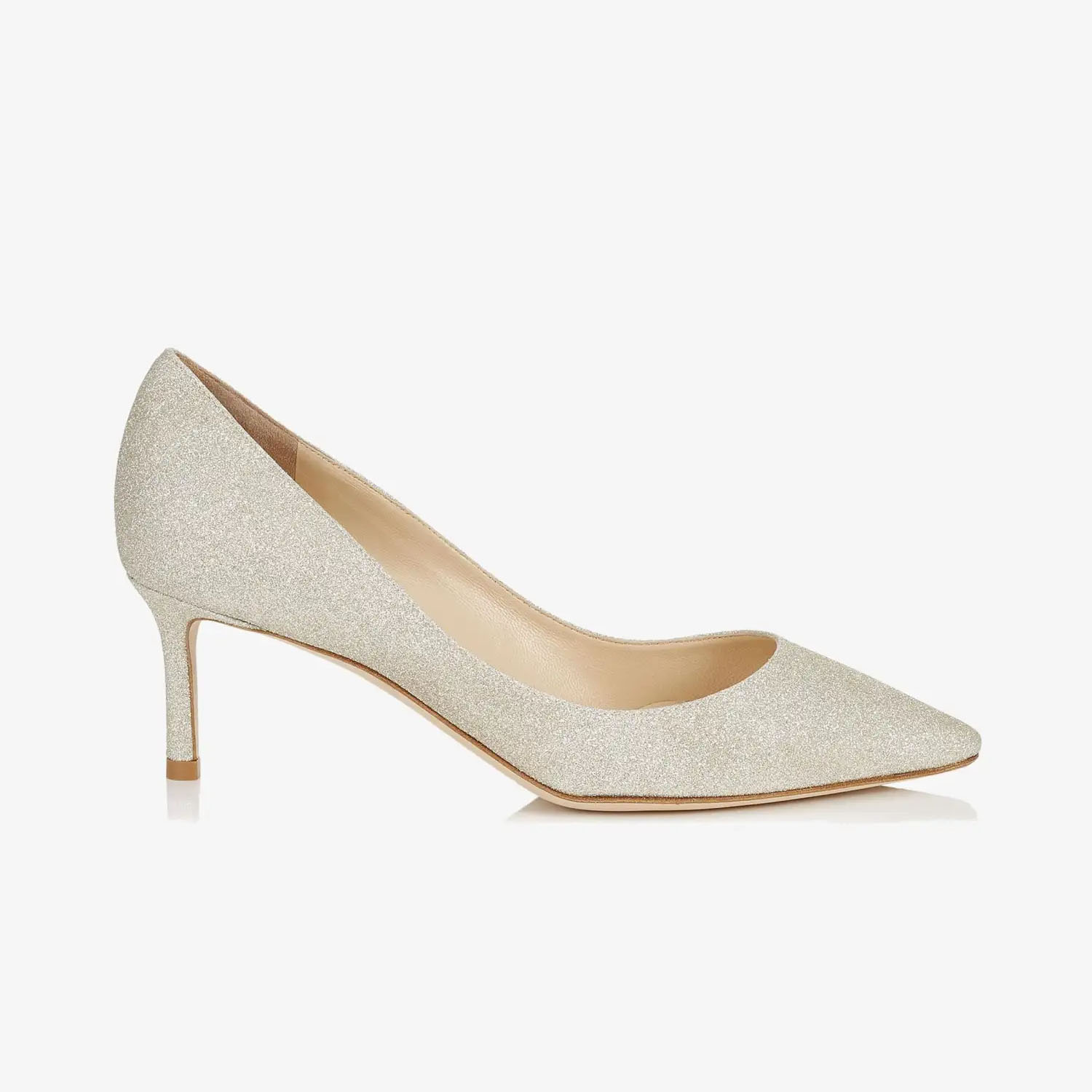 JIMMY CHOO Gold micro-shimmer pointed heels