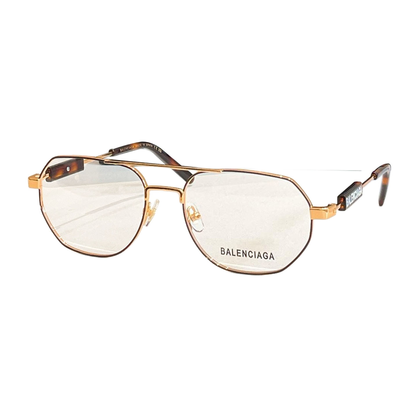 Balenciaga Pilot glasses leopard gold/black/black gold/gold/blue/gun black/silver color transparent lens Size 57口18-145