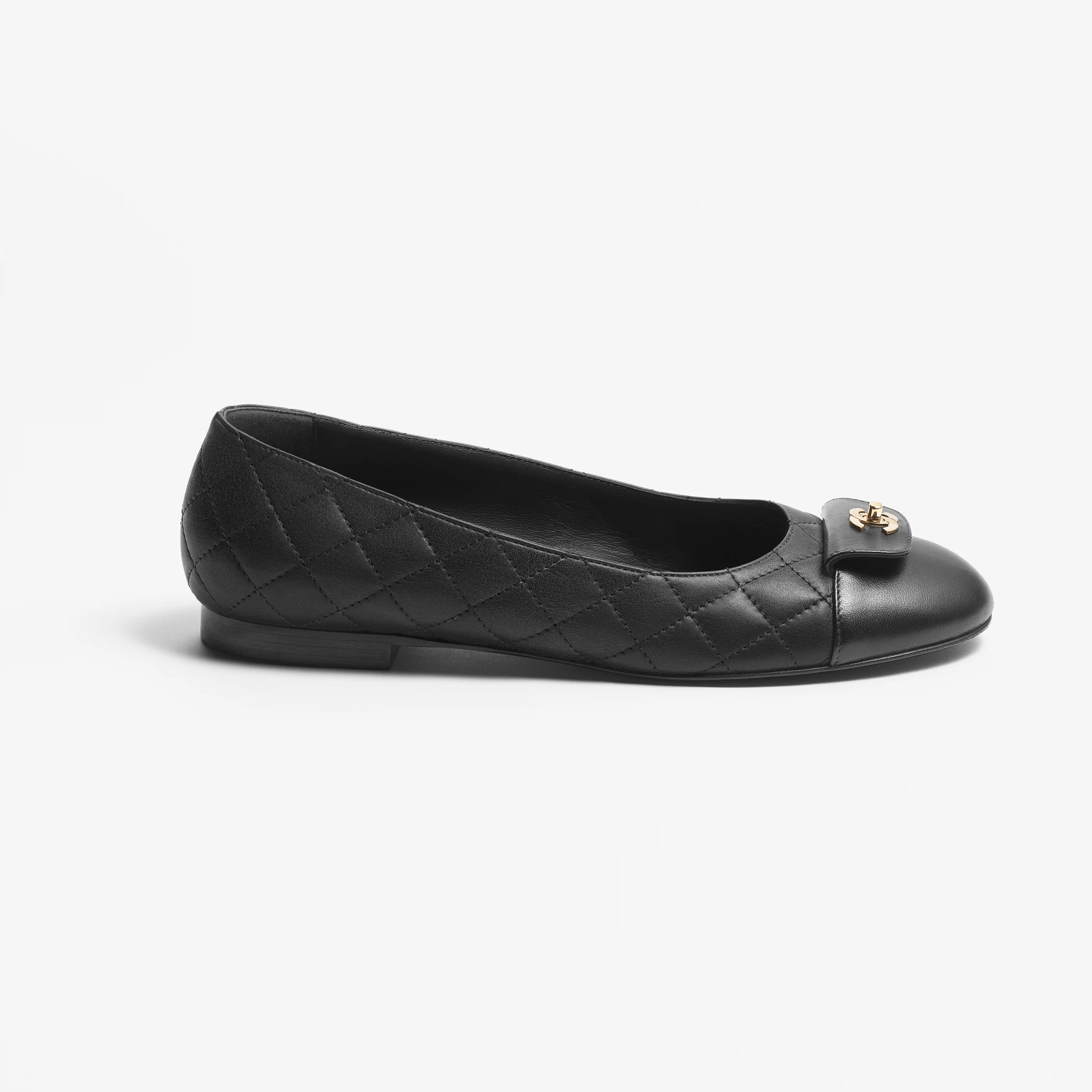 Chanel Flat shoes calfskin with lambskin black Ballet Shoes