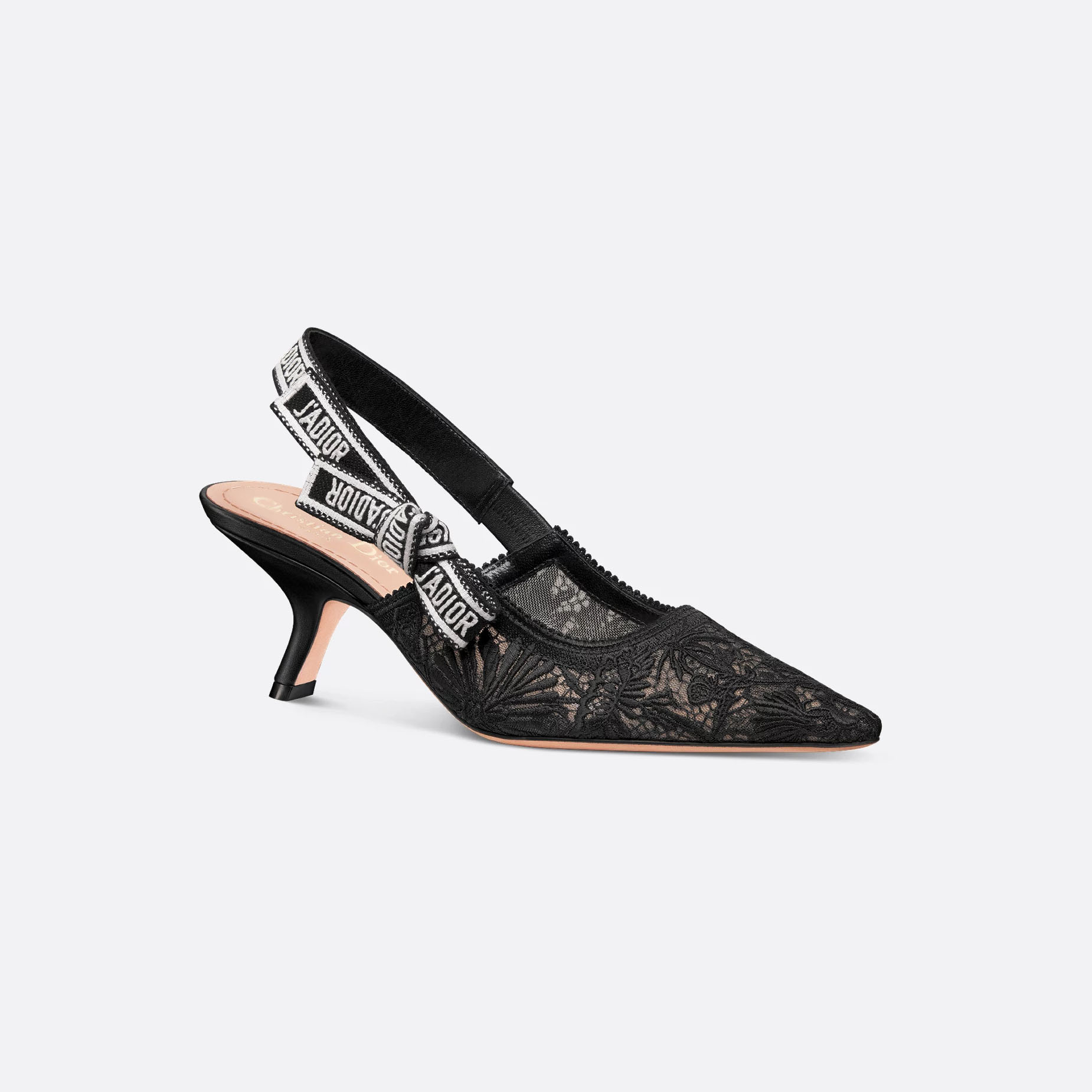 Dior black pointed embroidery heels