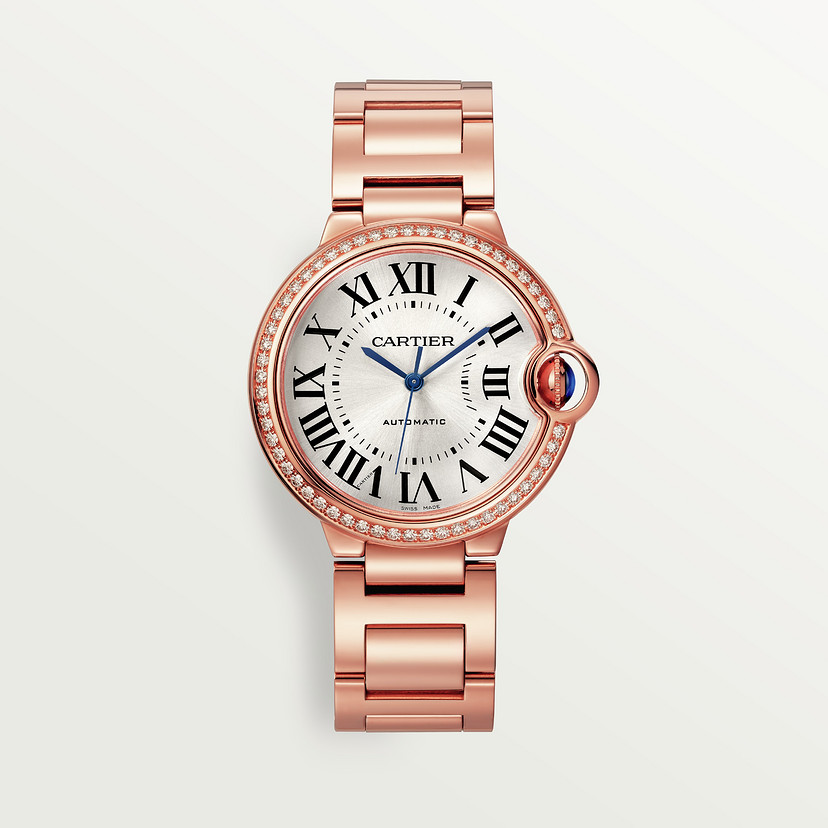 Ballon Bleu de Cartier watch 36 mm rose gold diamonds CRWJBB0064