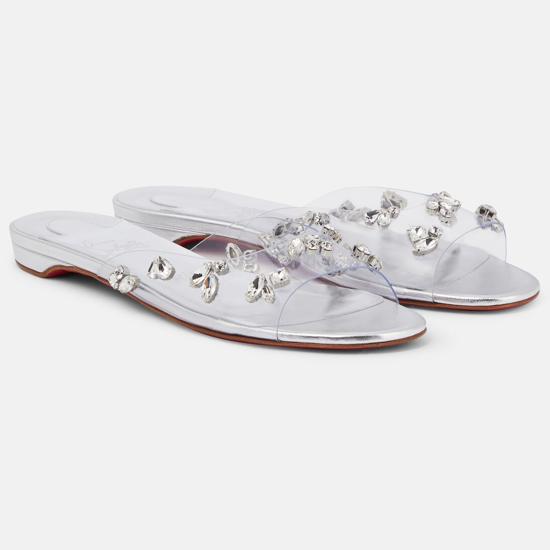 Christian Louboutin Silver transparent sash flat slippers