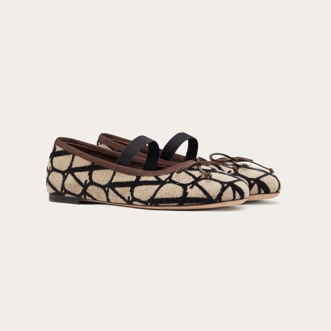 VALENTINO V logo ballet flats with imitation crystal trim