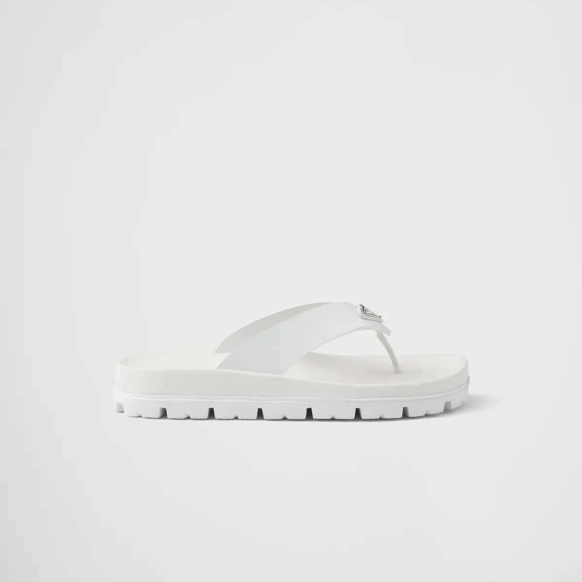 PRADA white rubber clip-toe sandals Slippers