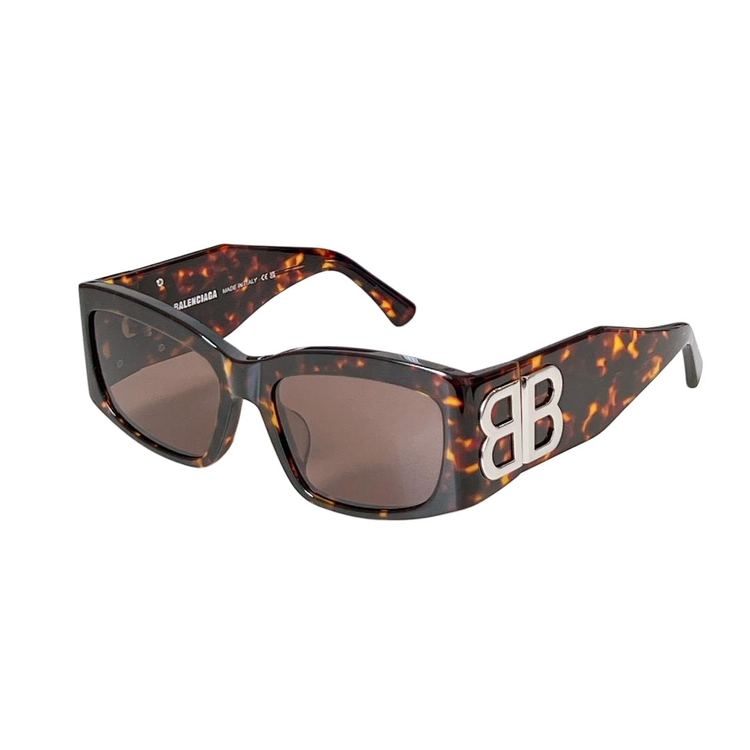Balenciaga square frame leopard/black/white/black gold glasses color Size 56口18-125