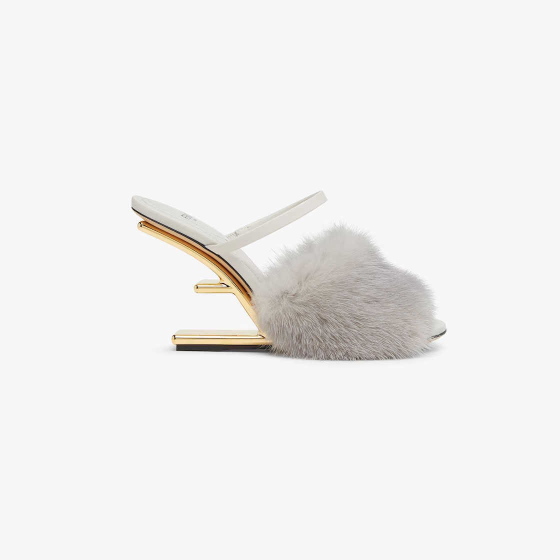 FENDI Light grey sable hair high heel sandals