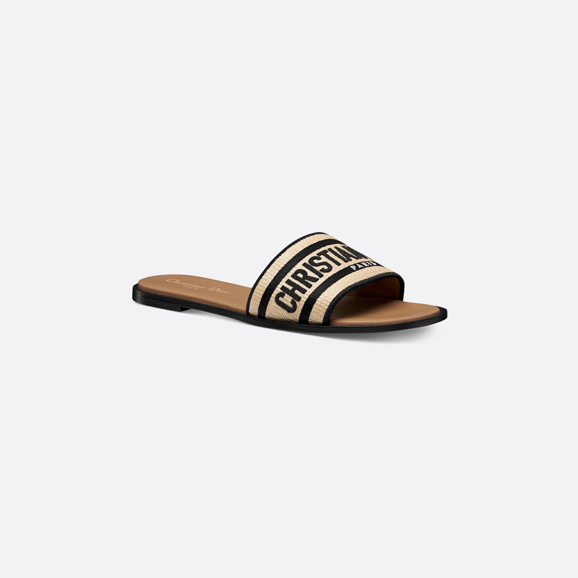 Dior black white flat slippers