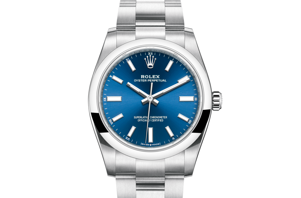 Rolex Oyster Perpetual 34 Oyster 34 mm Oystersteel Bright blue dial M124200-0003