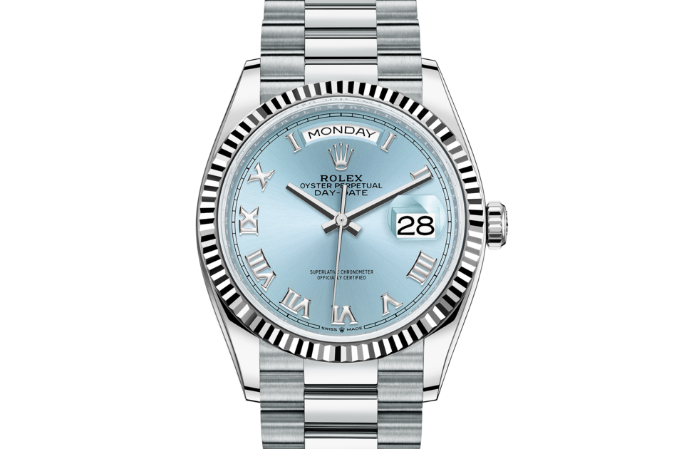 Rolex Day-Date 36 Oyster 36 mm platinum Ice blue dial M128236-0008