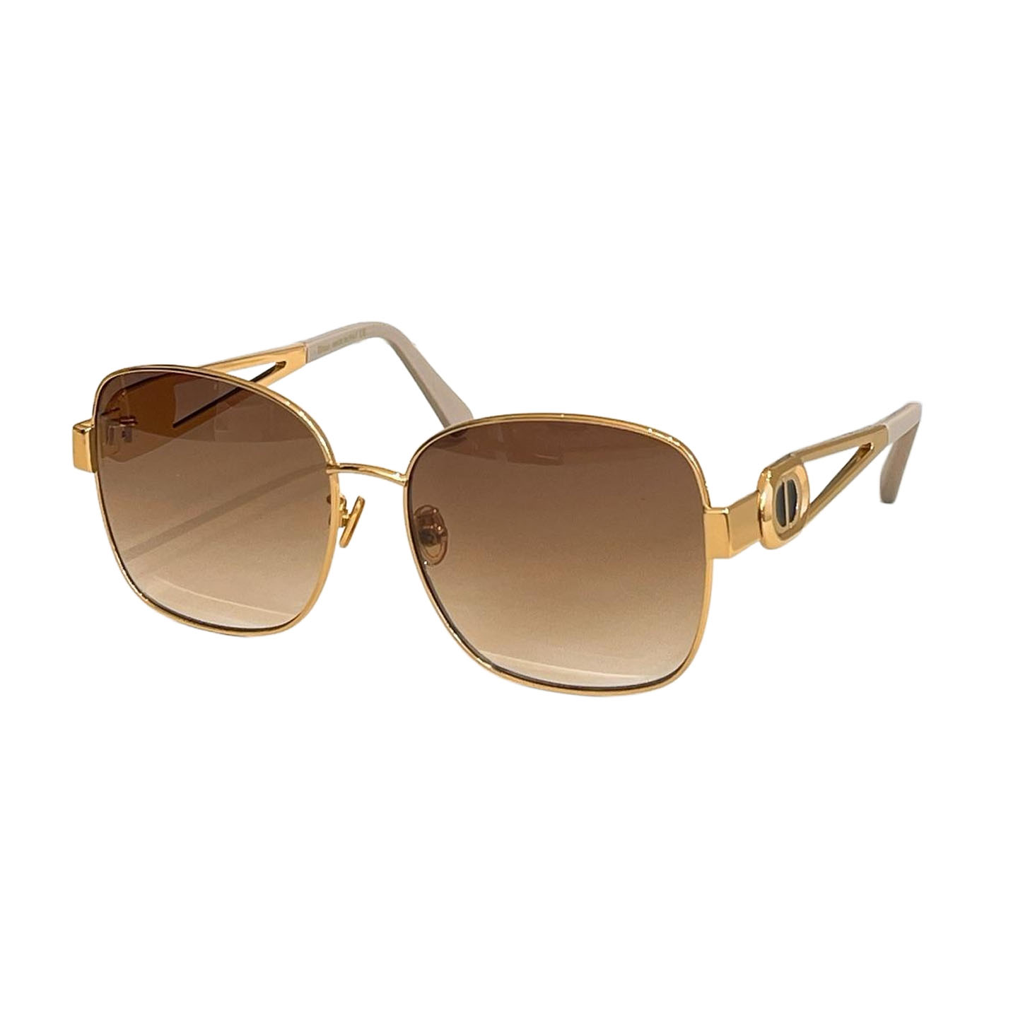 DIOR square gold frame glasses coral/ brown/tawny/purple/black color Size 59口17- 145