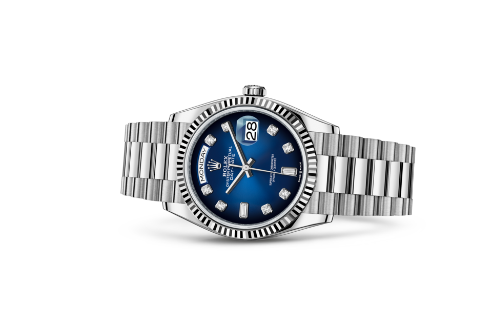 Rolex Day-Date 36 Oyster 36 mm white gold Blue ombre dial M128239-0023
