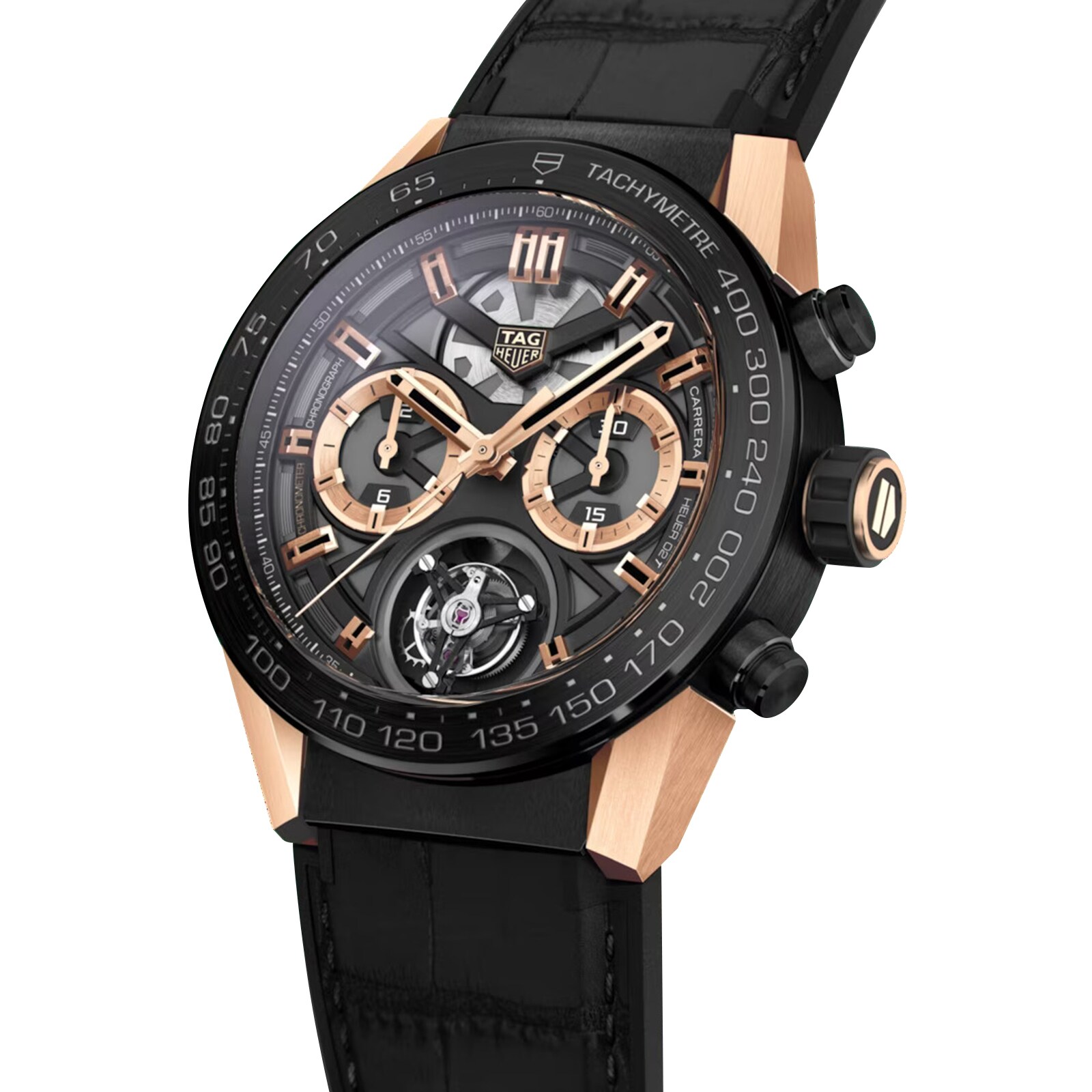 TAG Heuer Carrera Chronograph Tourbillon Titanium And Gold 45mm Mens Watch CAR5A5U