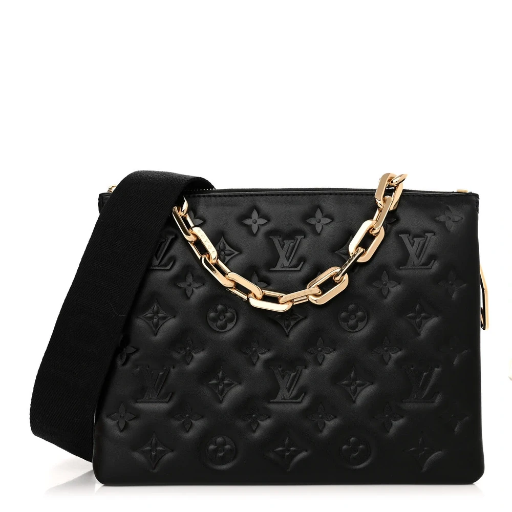 Louis Vuitton Coussin PM Black Embossed Monogram Lambskin Leather Gold Hardware