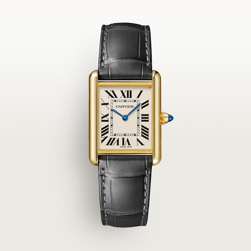 Tank Louis Cartier watch Large model quartz movement 18K yellow gold leather CRWGTA0067
