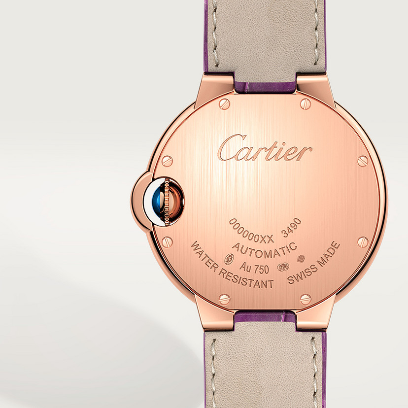 Ballon Bleu de Cartier watch 33mm rose gold diamonds leather CRWJBB0051
