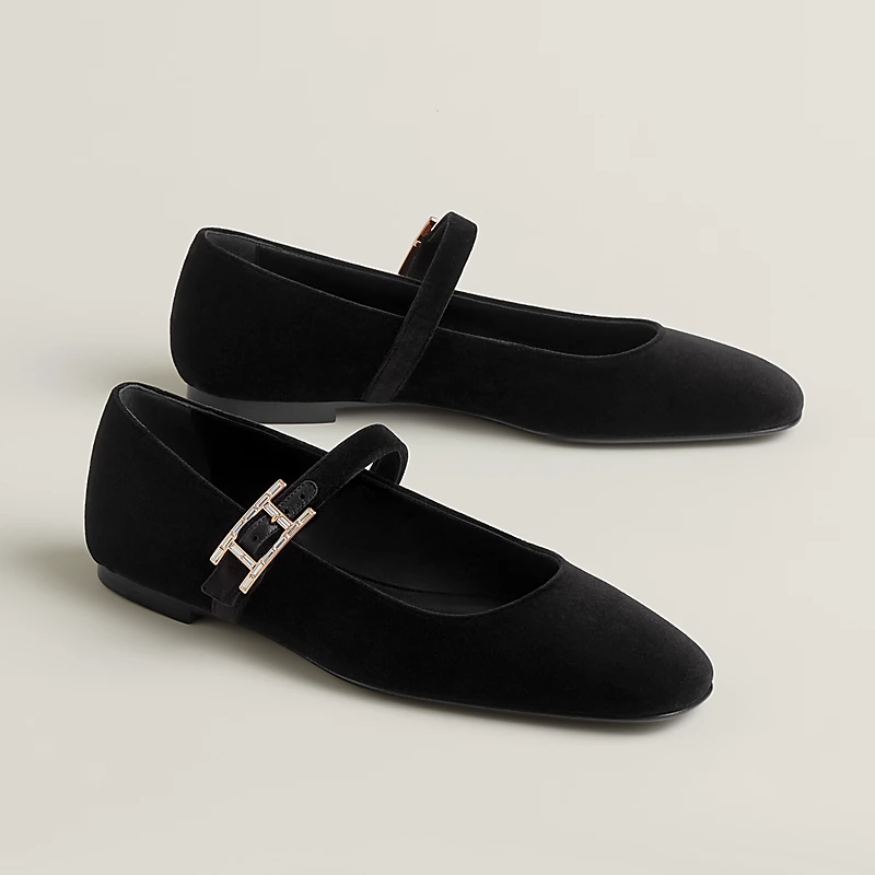 HERMES Jane Black Ballet Shoes