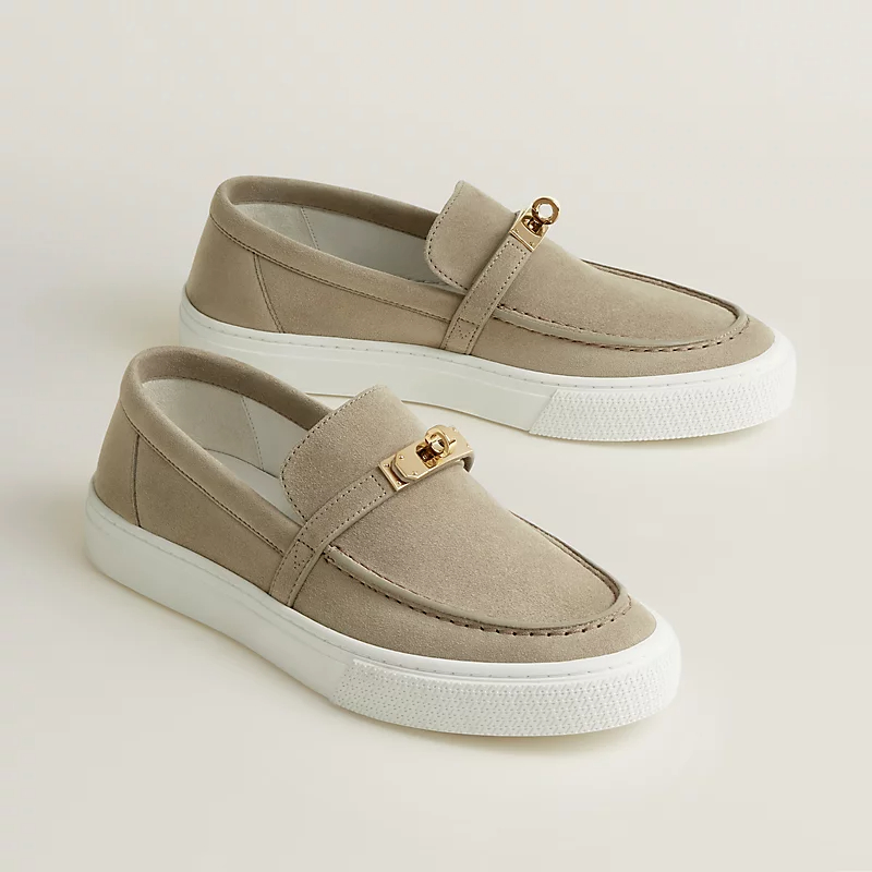 HERMES Game Grey Loafers