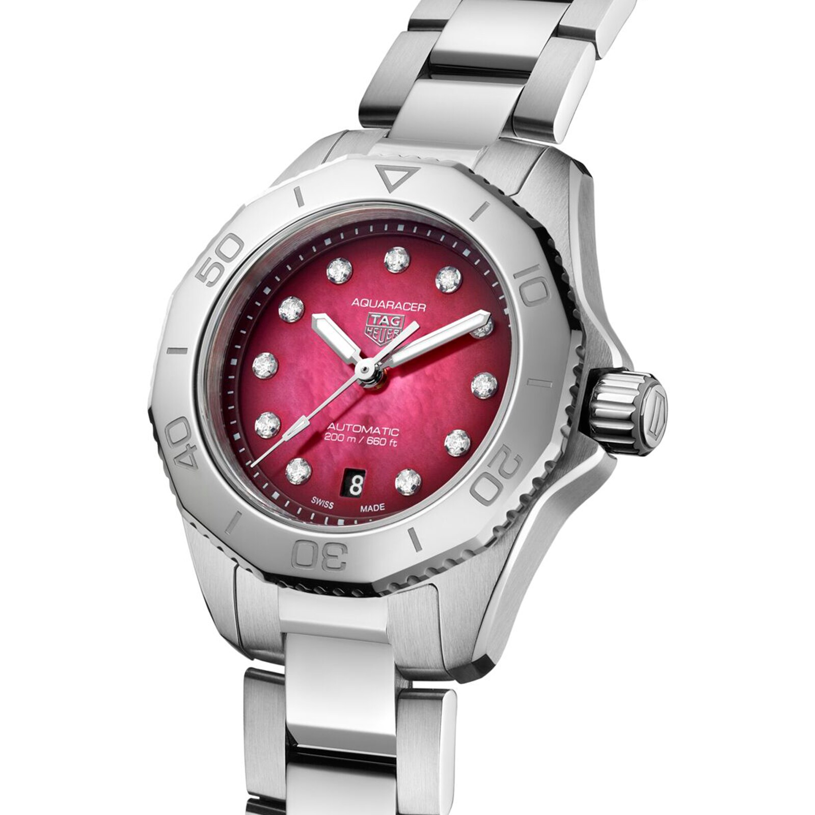 TAG Heuer Aquaracer Professional 200 Date 30mm Ladies Watch Red WBP2414.BA0622