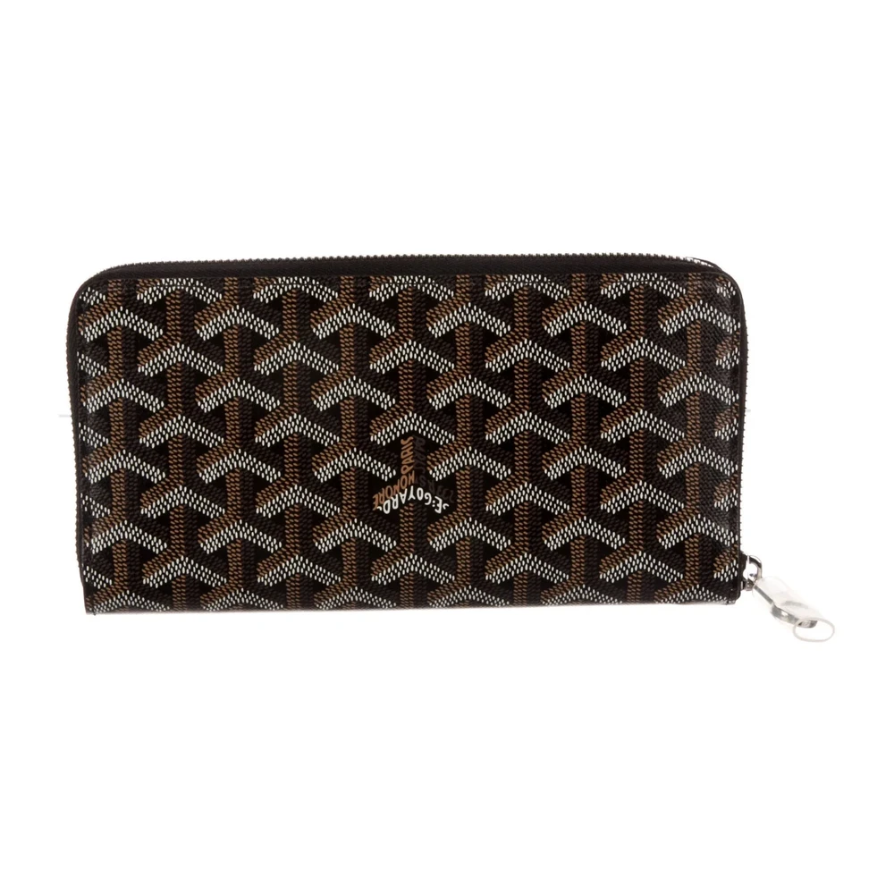Goyard Large Matignon Continental Wallet Black Goyardine Printed Canvas Silver Hardware