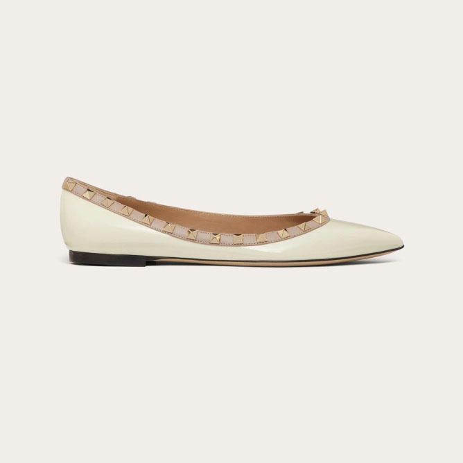 VALENTINO Patent studded Flat Shoes