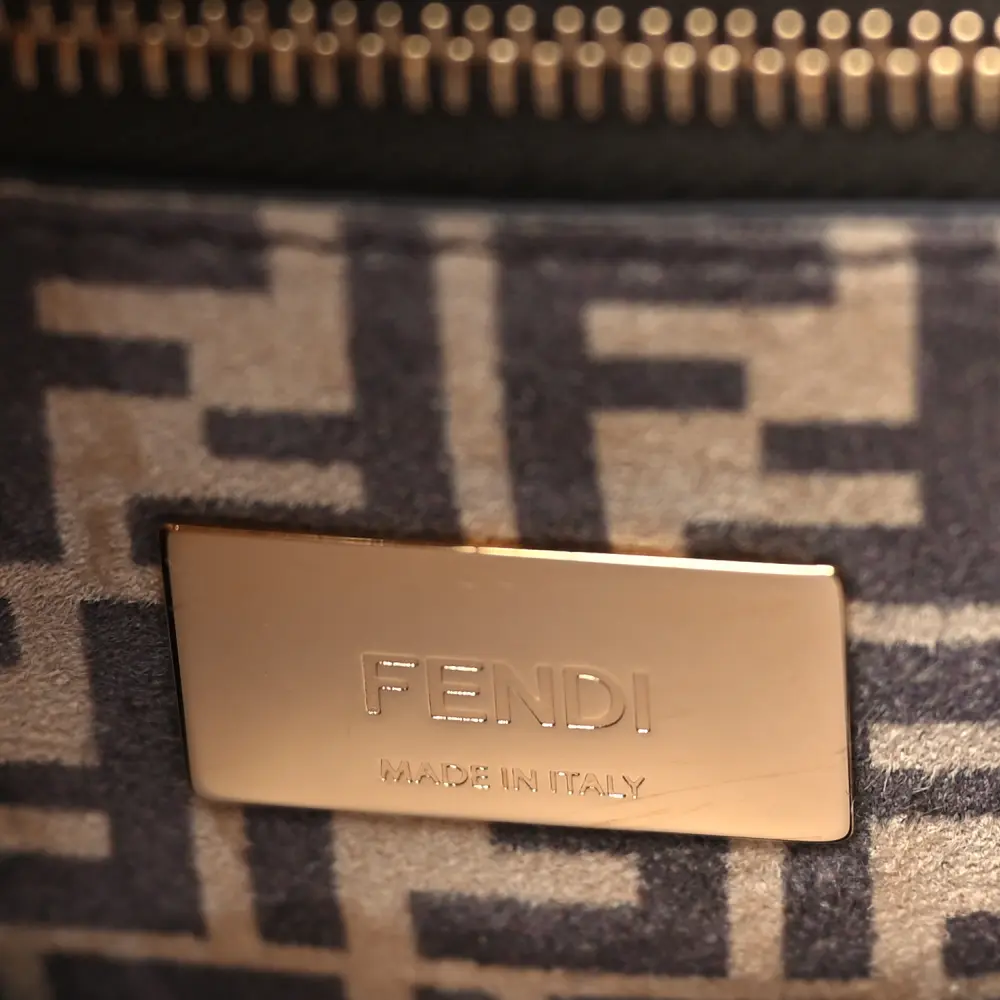 Fendi Mini FF Peekaboo Iconic Satchel Tulipano/Miele/Moro Seta Vitello Leather & Suede Gold Hardware