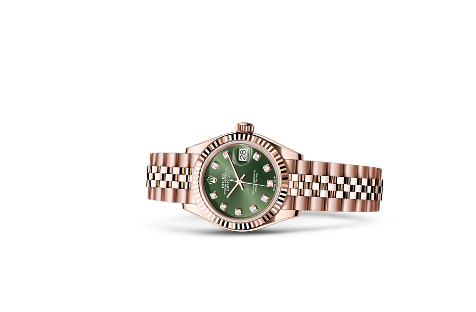 Rolex Lady-Datejust Oyster 28 mm Everose gold Olive green dial M279175-0013