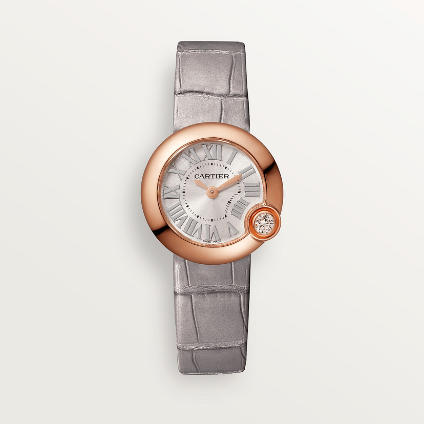 Ballon Blanc de Cartier watch 26mm quartz movement rose gold diamond leather CRWGBL0004