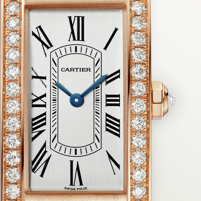 Tank Américaine watch Small model quartz movement rose gold diamonds CRWJTA0044